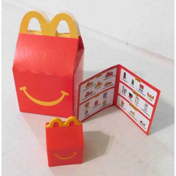 McDonalds Mini Happy Meal Box Red Smiley Face Shrunken Toy Collectible - Picture 5 of 6